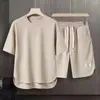 Tracksuits t-shirt shorts set joggingpak met heren met zakken zomer casual outfit o-neck korte mouw trekstring taille wijd