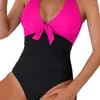 Mulheres Biquíni de Auais Feminina 2024 Mulheres Monokini Swimsuit de macacão em V com cintura alta sexy sem costas para o verão