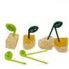 Gafflar 1set blad frukt gaffel klass plast söt barn kaka tandpetare bento lunch tillbehör fest dekoration