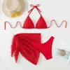 Swimwear de mujer Falda de la playa de mujeres Summer 2024 Sweet Red Fringed Mini Tube Tubrete