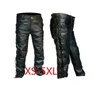 Fashion Mens Leather Pants Locomotive Punk Style For Men Winter Medieval Retro Bandage Black 240419