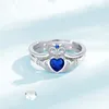 Anelli a grappolo Eudora 925 Anello regolabile per il cuore d'argento sterling per donna uomo elegante regalo di gioielli con corona di zircone