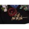Женские брюки с двумя частями модные блестки цветы вязаные спортивные костюмы женщин, которые выпускают черный Гэри вязаный пуловер -свитер карандаш
