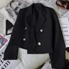 Fashion Short Women Blazers Elegant Female Suist Jacket Tops Casual Solid Long Mancheve Bureau Lady Blazer Coat Spring Automne 240417