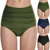 Dames zwemkleding met hoge taille broek bad bikini zwempakbodem shorts vrouwen geplooide badmode tankinis sets