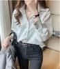 Polos da donna Plazson Classiche camicie a strisce per donne Spring Autunno Single Single a maniche lunghe Cardigan Fashion Office Shirt Topl2405