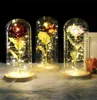 LED Galaxy Rose Flower Valentine039s Day Gift Romantic Crystal Rose High Boron Glass Wood Base for Girlfriend Wife Party Decor6051512