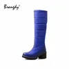 Botas Brangdy Knee High Neve Snow Women Feminino Impermeável sem deslizamento Mulheres de pele quente e sapatos de algodão de veludo para baixo