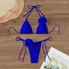 Kvinnors badkläder Bikini Set Sexig 3D Flower White String Halter Bikinis 2024 Mujer Kvinnliga baddräkter Baddräkt Brasiliansk triangel Bather