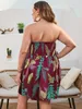 Basis Casual jurken Finjani dames plus size jurken Backless Tropical Print Shirred Tube Dress Casual Clothing voor zomer nieuwe Y240429