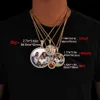 Hip -Hop -Schmuck Bling CZ Memorial Bilderrahmen Halskette Personalisierung PO Custom 26/35/45/68,5 mm Kreis Medaillons Anhänger 240418