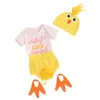 Kleidungssets geborene Baby -Jungen Mädchen Sommerkleidung Kurzarmbrief Strampler Shorts Hut Fuß Cover 4pcs Chick Outfit