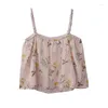 Tanks pour femmes Sweet Girl Floral Imprimé petit Camisole Tops Summer Summer un col épaule arrière sans déclenchement décontracté