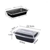 Elimina contenitori 5 pezzi/imposta la scatola di plastica nera di grande capacità di grande capacità con pranzo aorsa per le perdite del coperchio