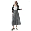 Faldas para mujeres falda flor fragmentada cintura alta pastel de línea de línea de línea media columpio largo adelgazante