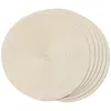 Tischmatten runde geflochtene Placemats Set von 6 für Esstische gewebt waschbarer Nicht-Schlupf-Platz 15 Zoll (Beige)