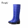 Botas Brangdy Knee High Neve Snow Women Feminino Impermeável sem deslizamento Mulheres de pele quente e sapatos de algodão de veludo para baixo