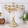 Porta di candele ecofriendly 5 armi lucido Candelabra golden Romantico e di lusso Metal per eventi di nozze o decorazioni per feste2342019