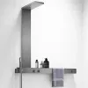 Super luxuriöser Speicher Rack Towel Bar mit Wand montiertes thermostatisches Duschsystem Integrieren Sie Panel Gun Grey Regen Duschkopf