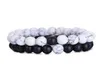 2pcSset couples Bracelet Distance Classic Stone Natural Stone Blanc et Bracelets en perles noires pour hommes Femmes HZS00919789133