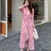 Платья для вечеринок розовый дизайн темперамента 2024 Женщины с коротки