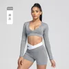 Active Shirts Crop Deep V Neck Tight Gym Long Sleeve Sports Soft Oversize Sexy Cut Top Running Fitness Yoga T Shirt For Women