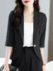 Ternos femininos 2024 Verão elegante de fino fino feminino Moda de lapela pescoço 3/4 de manga casacos sólidos Jackets de trabalho de escritório casual Outwear