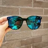 Çocuklar Yuvarlak güneş gözlükleri kız erkek çocuk parlak kaplama çift renk vintage UV koruma gözlükleri çocuk gözlükleri 240426