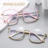 Okulary przeciwsłoneczne moda Wysoka definicja przeciwdziałania szklankom czytania Ogromne ramy Presbyopia Okulasy Przezroczyste recepty
