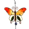 Estatuetas decorativas da porta do jardim decoração de parede de vidro Butterfly Bell Clock Pingente Wind Chime Tube