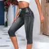 Jeans pour femmes femmes Vintage Gradient Slim Fit Butt-Lifted Crated avec des poches à cordon pour hommes High Waist Ripped