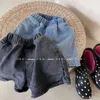 Hose Kinder Shorts 2024 Koreaner Sommer -Sommer -Match Fashion Denim Fifth Pants Solid Color Bottoms