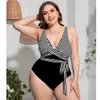 Swimwwear pour femmes Plus taille vintage Swimwearwear Lacet Up Womens High Washsuit One Puce Push Up Beachwear Sexy Bathing Fssction 4xl