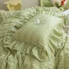 Bedding Sets Green Spring Spring Conjunto da moda Tampa da capa de capa de cama de cama de cama de linho único Seersucker Textile têxtil caseira