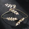 Pulseira de pulseira de folha de mão Luxuja de palmeira para mulheres charme ajustável Bangles de zircão de alta qualidade joias y2k