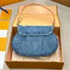 LOULS VUTT 24SS Top Luxury 27cm Bag Women's Shoulder Crossbody Ingot Bag Denim Handbag Underarm Large Sunset Bag Handbag Bag Purse Desi