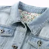 Kurtki dżinsowe damskie vintage w trudnej sytuacji, rozerwany z długim rękawem płaszcze dżinsowe płaszcze jesień zima przycięte panie szczupłe koszule 240423