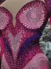 Stage Wear Rhinestones Jumpsuit Stretch Bodysuit Sexy Women Juego de cumpleaños Celebre Dress Dancer Party Show