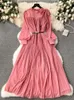 Casual jurken lente zomer lange feestjurk vrouwen vintage chiffon losse vrouwelijke vakantie mouw bowknot lady vestido