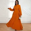 Casual Dresses Fashion Women Elegant Long Sleeves Pleat Hollow Out Maxi Dress Party Gowns