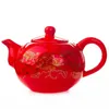 Tee -Sets Keramik Red Tea Pot Chinese Drache Teekanne Keramik Tee Set Kessel Kung Fu Teebärke handgefertigt