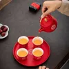 TEAWARE SETS Hushåll Röd keramik TEA POT SET BOUTIK TEA POT OCH CUP SET Anpassade Tea Set presenter Handgjorda Teaware Accessories
