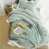 3 stks flanel winterdeken baby bed dekbedovertrek voor bed fleece deken platte plaat kussenset winter dinosaurus konijn 240429