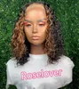 Roselover menschliches Haar Perücken 180 Ombre Highlight Honigblonde farbige brasilianische Remy -Haare vorgelegt 4x4 Spitzenverschluss Wig1709768