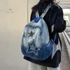 Y2K Korean Casual Denim sac à dos Modèle de mode Modèle de grande capacité Étudiant sac adolescents Bag de livre de voyage punk vintage 240426