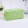 Cosmetic Bags Large Floral Puffy Quilted Makeup Bag Travel Accessory Cosmetics Flower Printed Bow Pouch Women Girls