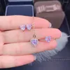 Pendientes de sementales Silver Heart Amethyst Lavender Quartz Women's 925 Sterling Jewelry