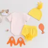 Kleidungssets geborene Baby -Jungen Mädchen Sommerkleidung Kurzarmbrief Strampler Shorts Hut Fuß Cover 4pcs Chick Outfit