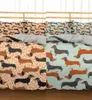 ホームスキー漫画ダックスフンドの寝具セットかわいいソーセージ犬布団カバーセットペット印刷された掛け布団セットベッドリネンベッドクロスC02238818739