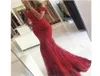 2018 vintage czerwone suknie balowe vestidos de fiesta Off the ramię ukochana koronkowa syrena z krótkim rękawem sukienki wieczorowe 8514603